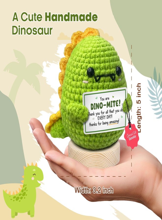 Gossby Handmade Positive Dinosaur Crochet with Card - Inspirational Gift for Women - YOU'RE DINO-MITE - Christmas, Birthday, Appreciation Thank You Gift for Coworker, Sister, Friend, Teacher - Image 3